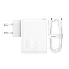 Baseus GaN5 Pro USB-C + USB wall charger, 100 Вт  + 1 м cable (white) цена и информация | Зарядные устройства для телефонов | pigu.lt