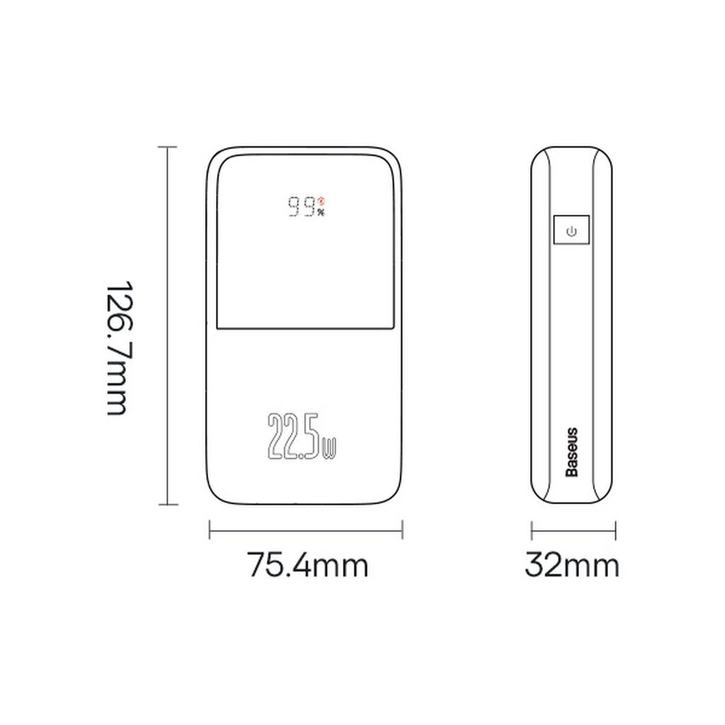 Baseus Pro 20000 mAh 22.5W USB Type A - USB Type C 3A 0.3m (PPBD040301) kaina ir informacija | Atsarginiai maitinimo šaltiniai (power bank) | pigu.lt