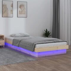 Lovos rėmas su led, 75x190cm, medienos masyvas, vienvietis цена и информация | Кровати | pigu.lt