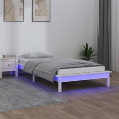 Lovos rėmas su led, baltos spalvos, 100x200cm, medienos masyvas цена и информация | Кровати | pigu.lt