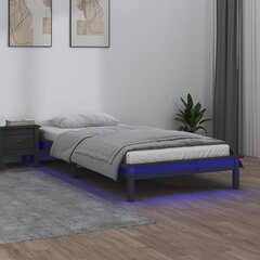 Lovos rėmas su led, pilkos spalvos, 100x200cm, medienos masyvas цена и информация | Кровати | pigu.lt