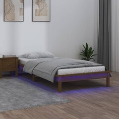 Lovos rėmas su led, medaus rudas, 100x200cm, medienos masyvas цена и информация | Кровати | pigu.lt