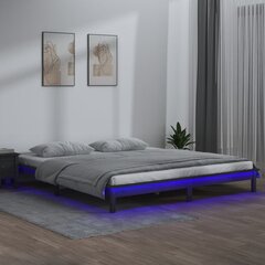 Lovos rėmas su led, pilkas, 135x190cm, mediena, dvivietis цена и информация | Кровати | pigu.lt