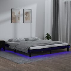 Lovos rėmas su led, juodas, 135x190cm, mediena, dvivietis цена и информация | Кровати | pigu.lt