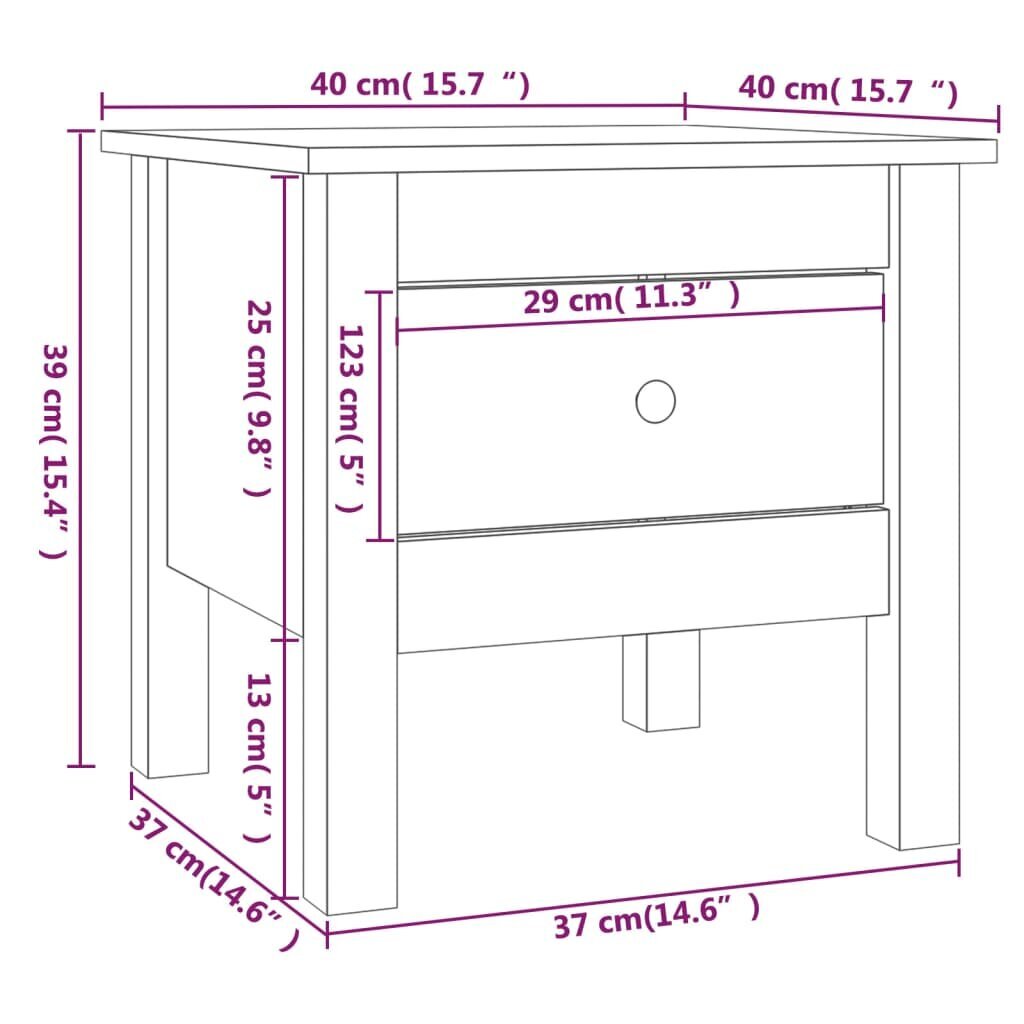 Šoninis staliukas, baltas, 40x40x39cm, pušies medienos masyvas kaina ir informacija | Kavos staliukai | pigu.lt