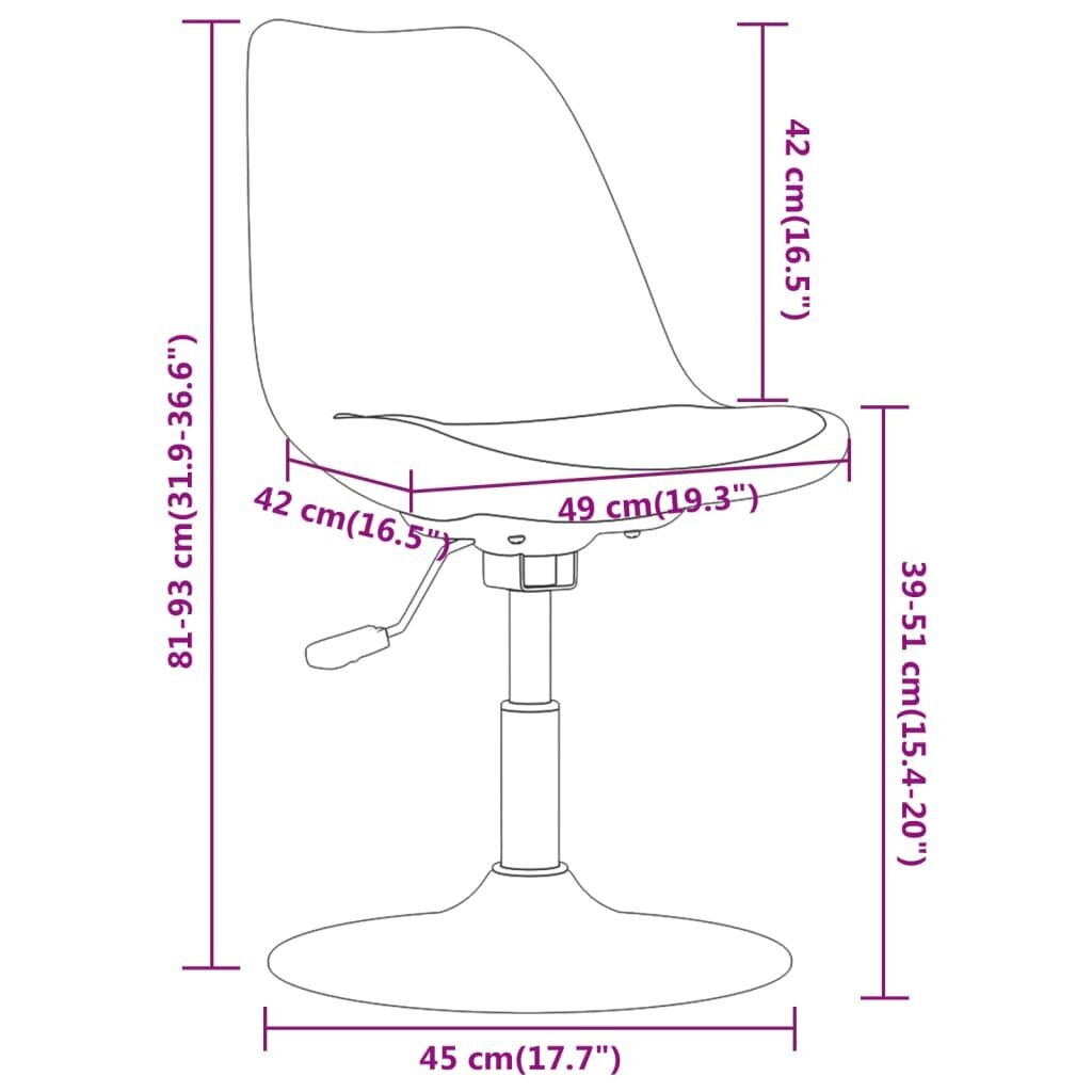 Pasukamos valgomojo kėdės, Audinys, 2vnt., tamsiai pilka kaina ir informacija | Virtuvės ir valgomojo kėdės | pigu.lt