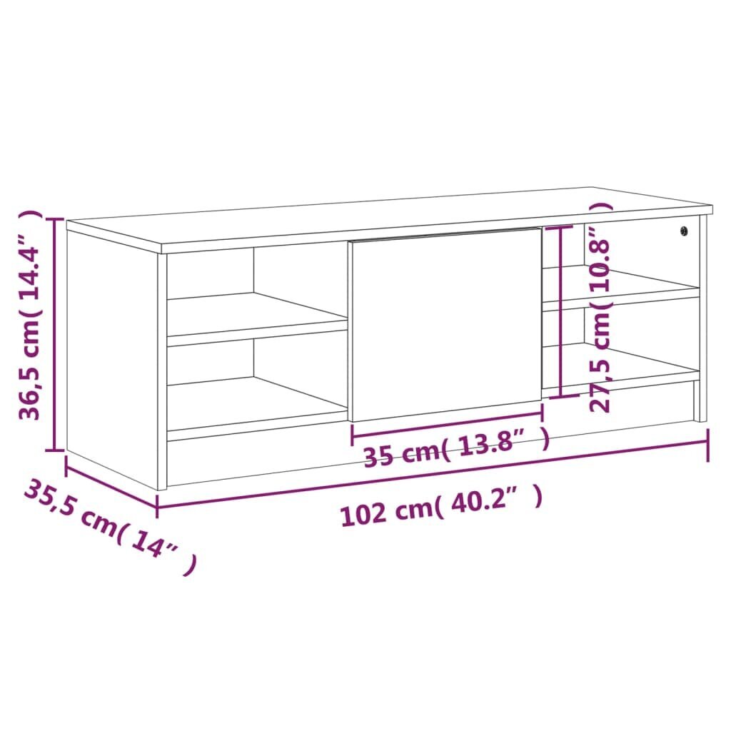 Televizoriaus spintelė, Mediena, 102x35,5x36,5cm, balta blizgi spalva цена и информация | TV staliukai | pigu.lt