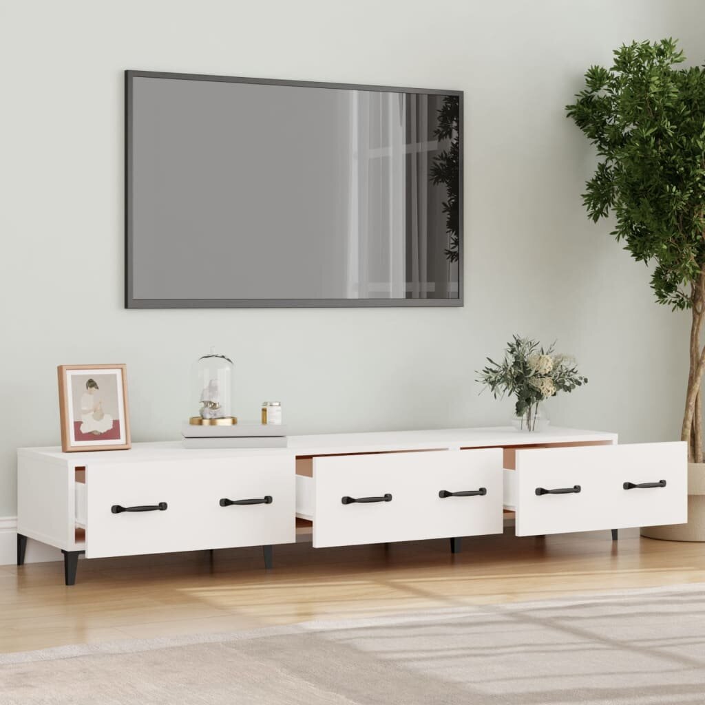 Televizoriaus spintelė vidaXL, Apdirbta mediena, 150x34,5x30cm, balta kaina ir informacija | TV staliukai | pigu.lt