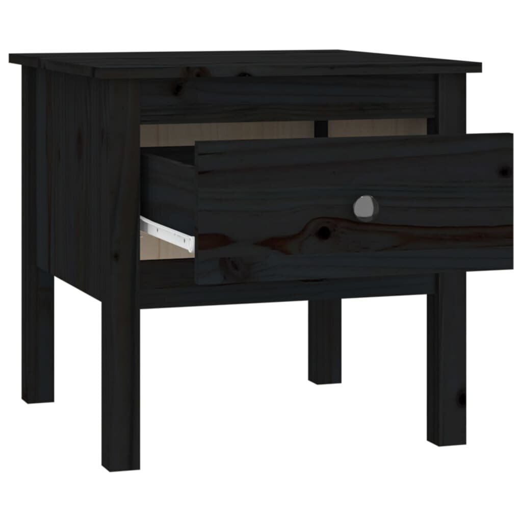 Šoninis staliukas, Pušies medienos masyvas, 50x50x49cm, juoda kaina ir informacija | Kavos staliukai | pigu.lt