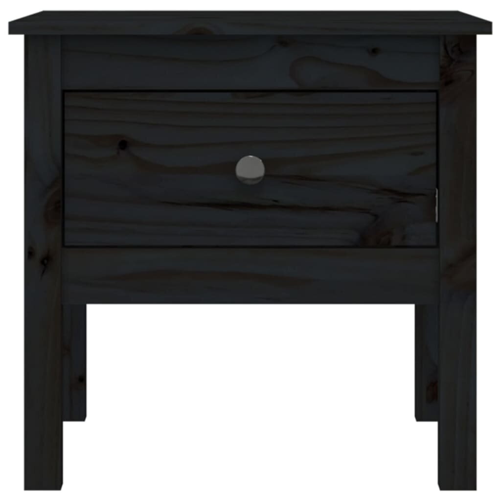 Šoninis staliukas, Pušies medienos masyvas, 50x50x49cm, juoda цена и информация | Kavos staliukai | pigu.lt