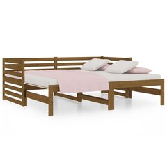 Ištraukiama lova, medaus ruda, 2x80x200cm, pušies masyvas kaina ir informacija | Lovos | pigu.lt
