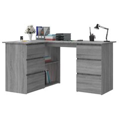 Kampinis rašomasis stalas, pilkas ąžuolo, 145x100x76cm, mediena цена и информация | Компьютерные, письменные столы | pigu.lt