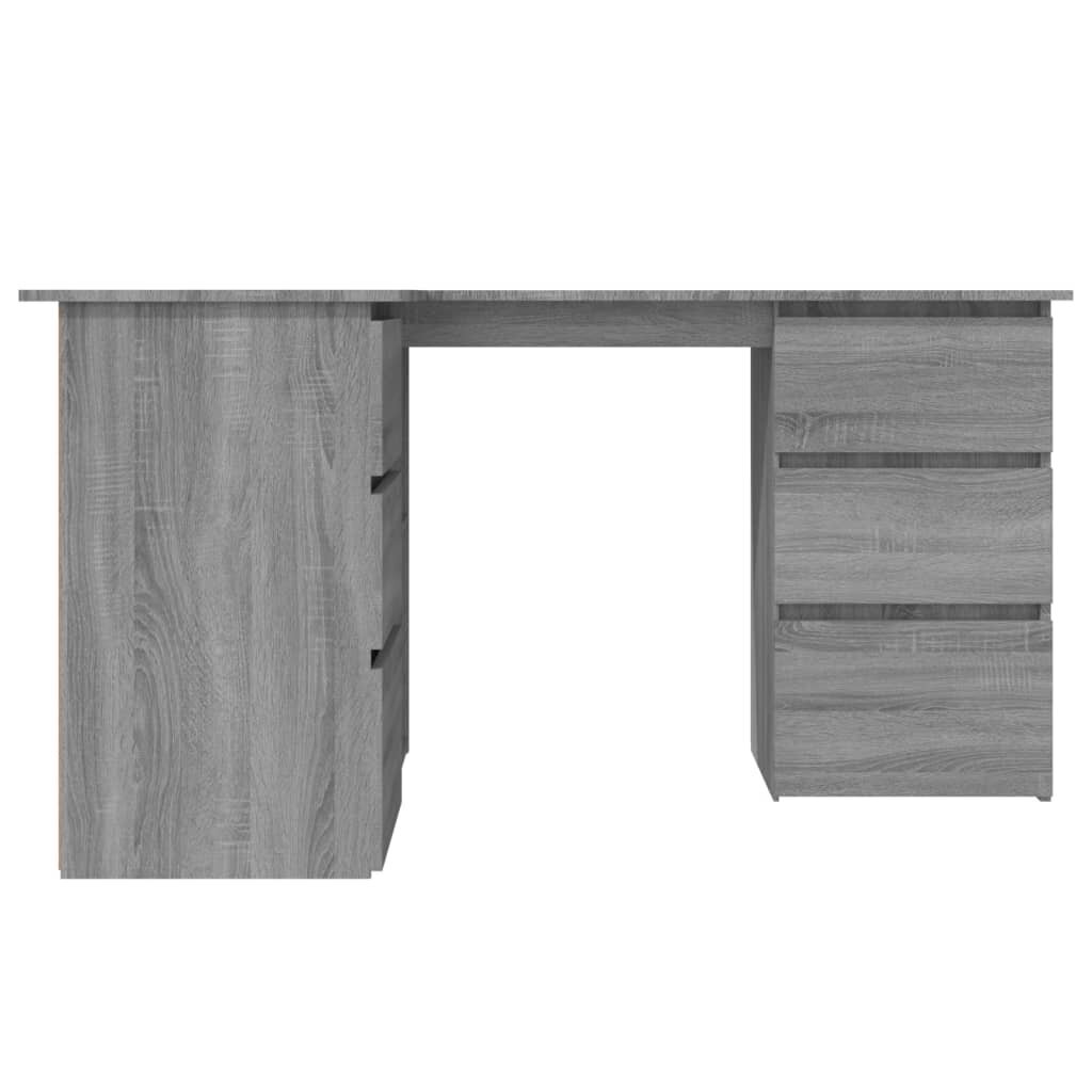 Kampinis rašomasis stalas, pilkas ąžuolo, 145x100x76cm, mediena kaina ir informacija | Kompiuteriniai, rašomieji stalai | pigu.lt