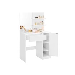 Косметический стол с полками и ящиком VASAGLE RDT119W01, белый цена и информация | Туалетные столики | pigu.lt