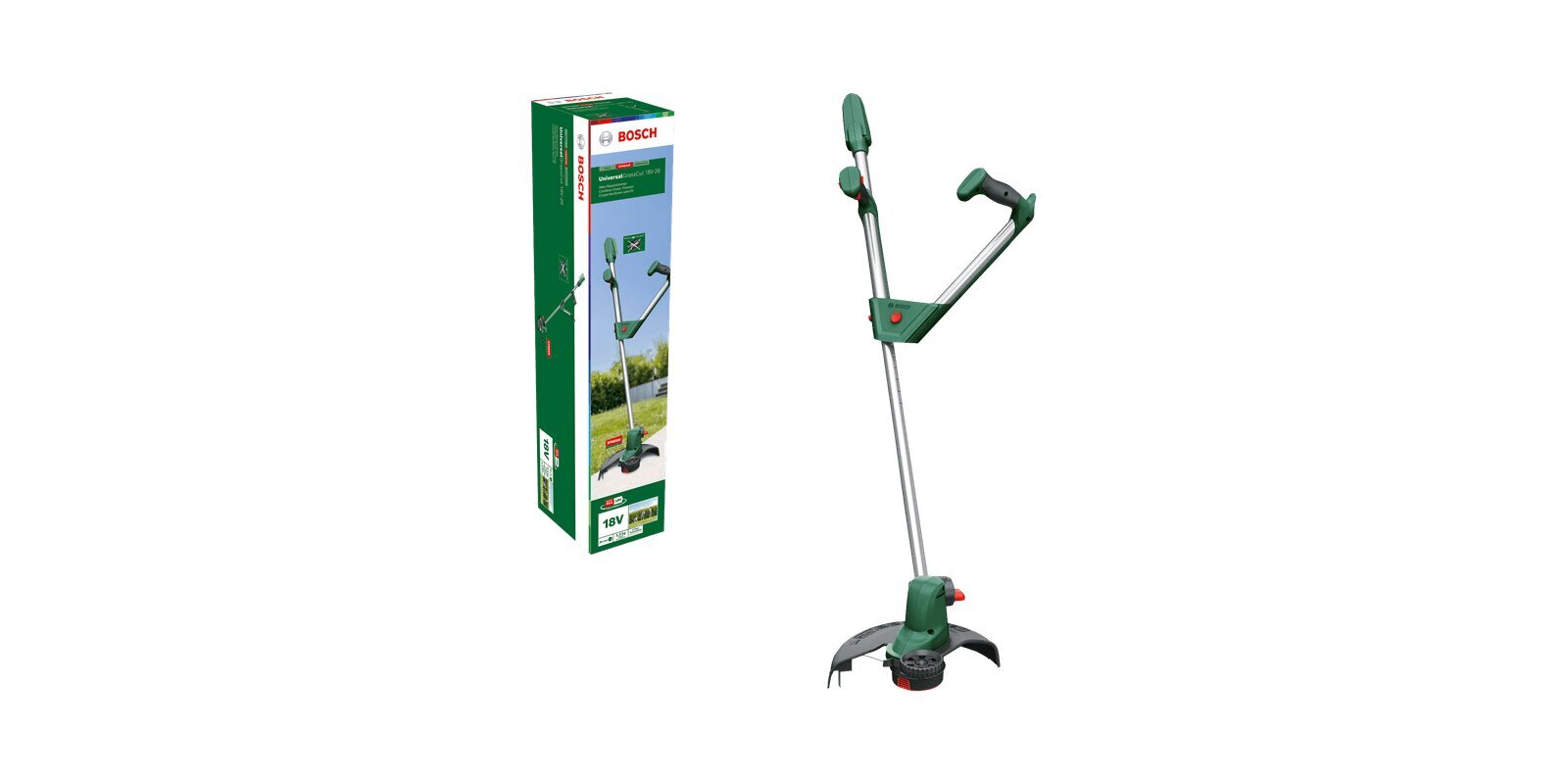 Akumuliatorinis trimeris Bosch Universal GrassCut 18V-26m 06008C1D04, be baterijos kaina ir informacija | Trimeriai (žoliapjovės), krūmapjovės | pigu.lt