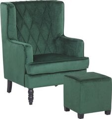 Кресло с пуфом Beliani Sandset, зеленый цена и информация | Кресла в гостиную | pigu.lt