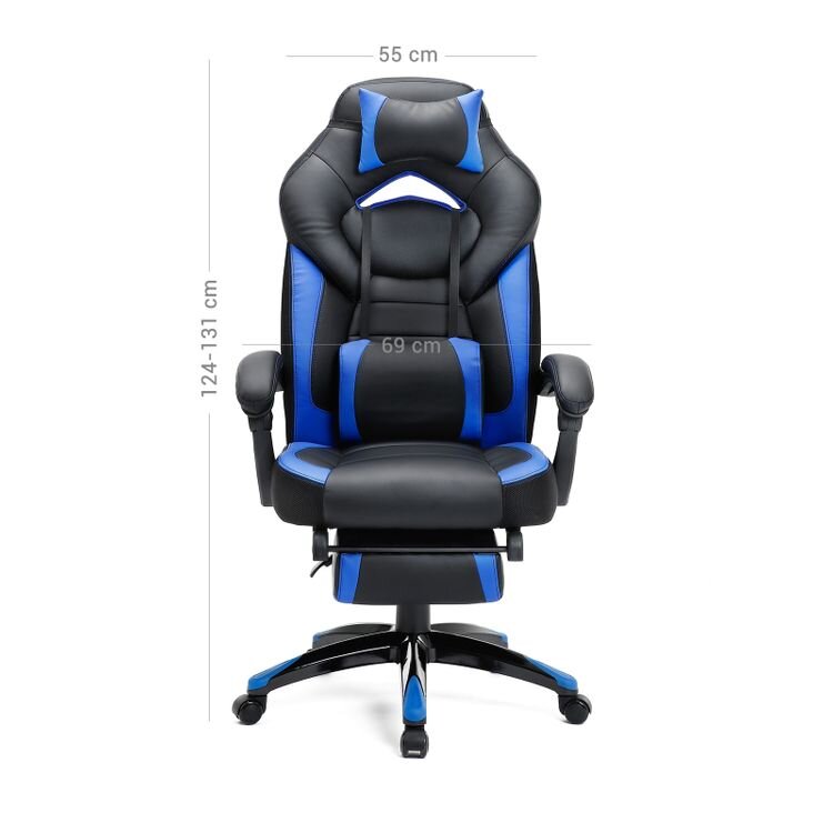 Žaidimų kėdė SONGMICS OBG77BU juoda-mėlyna kaina ir informacija | Biuro kėdės | pigu.lt