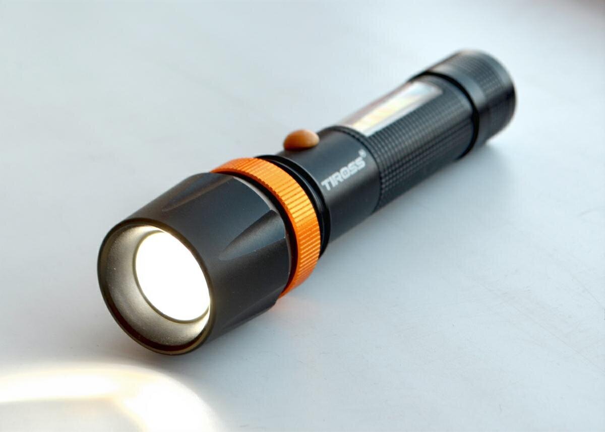 Tiross žibintuvėlis Torch Cree LED T6 XMLCOB 10W, įkraunamas kaina ir informacija | Žibintuvėliai, prožektoriai | pigu.lt