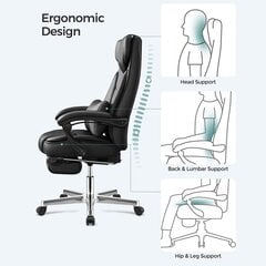 Кресло для руководителя с подголовником и подставкой для ног SONGMICS OBG75B цена и информация | Офисные кресла | pigu.lt