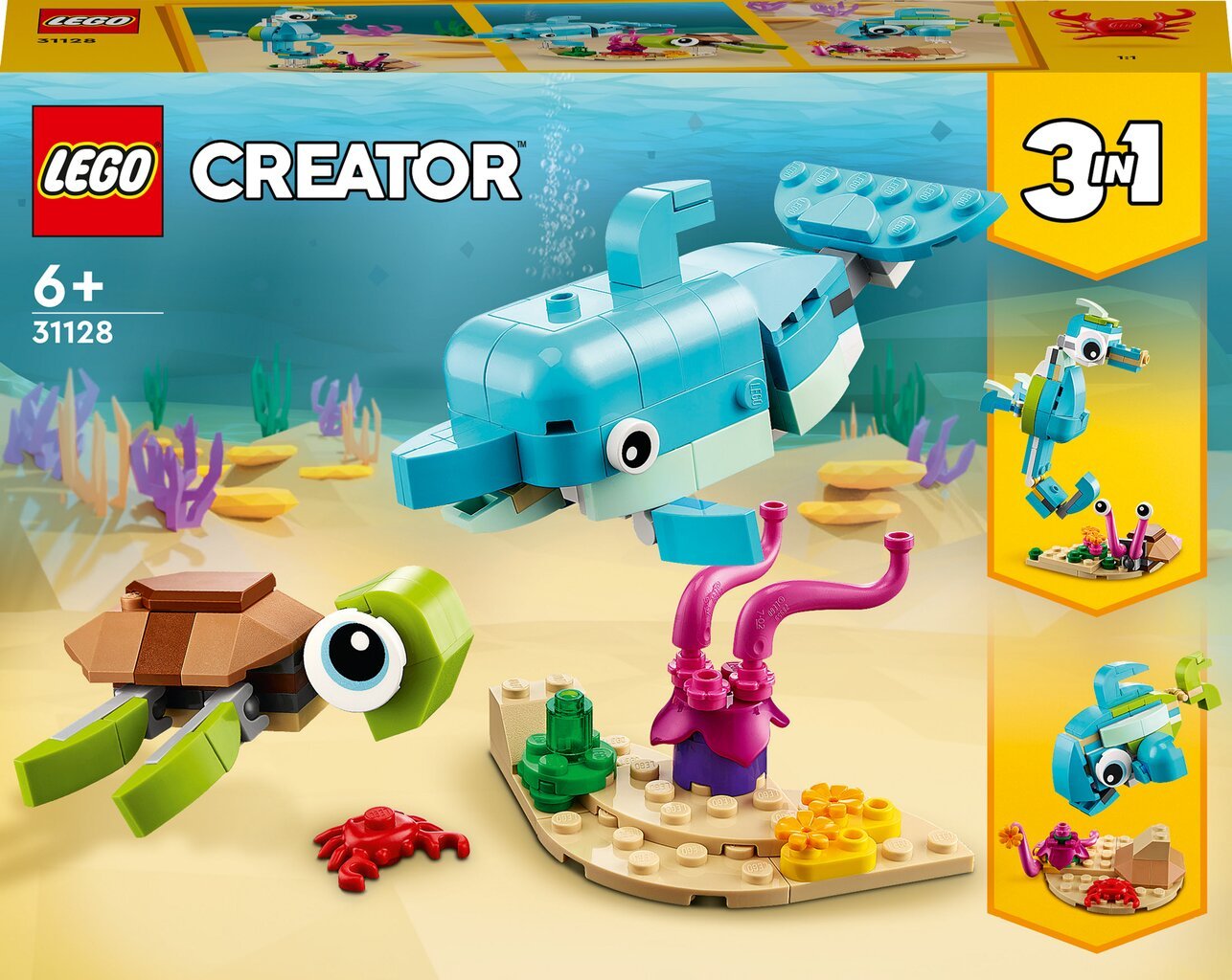 31128 LEGO® Creator Delfinas ir vėžlys kaina ir informacija | Konstruktoriai ir kaladėlės | pigu.lt