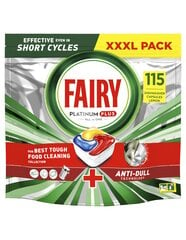 Fairy Platinum Plus All In One Lemon indaplovių tabletės, 115 vnt. kaina ir informacija | Fairy Virtuvės, buities, apyvokos prekės | pigu.lt