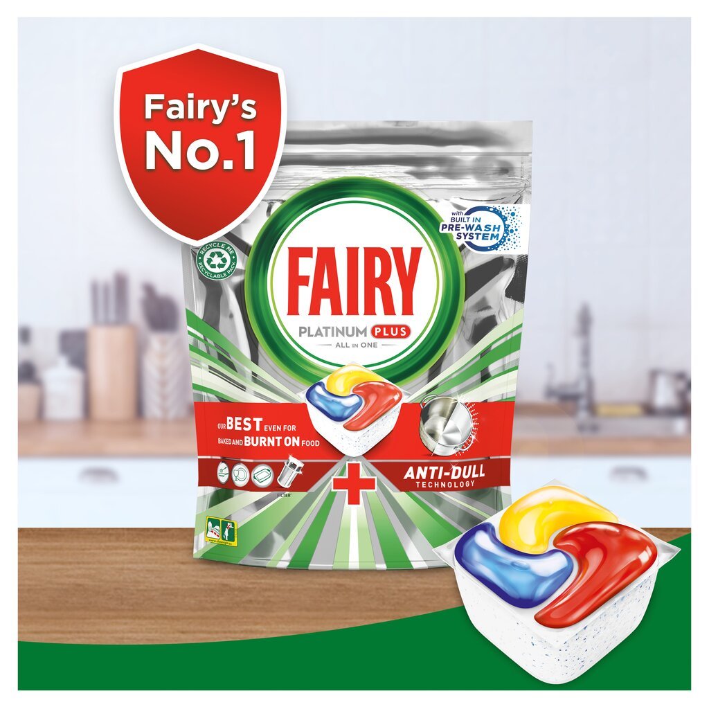 Fairy Platinum Plus All In One Lemon indaplovių tabletės, 115 vnt. kaina ir informacija | Indų plovimo priemonės | pigu.lt