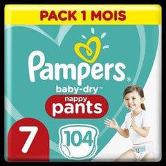 Подгузники-трусики Pampers Baby-dry размер 7, 17+ кг, 104 шт. цена и информация | Подгузники | pigu.lt
