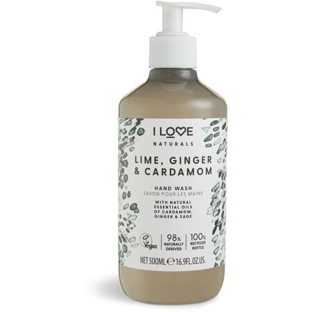 Drėkinamasis skystas rankų muilas I Love Naturals Natura ls Lime, Ginger & Cardamon, 500 ml kaina ir informacija | Muilai | pigu.lt