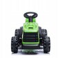 Pedalais ir akumuliatoriumi varomas vienvietis traktorius su priekaba, žalias kaina ir informacija | Elektromobiliai vaikams | pigu.lt