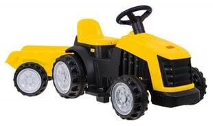 Vienvietis akumuliatorinis traktorius su priekaba, geltonas kaina ir informacija | Elektromobiliai vaikams | pigu.lt