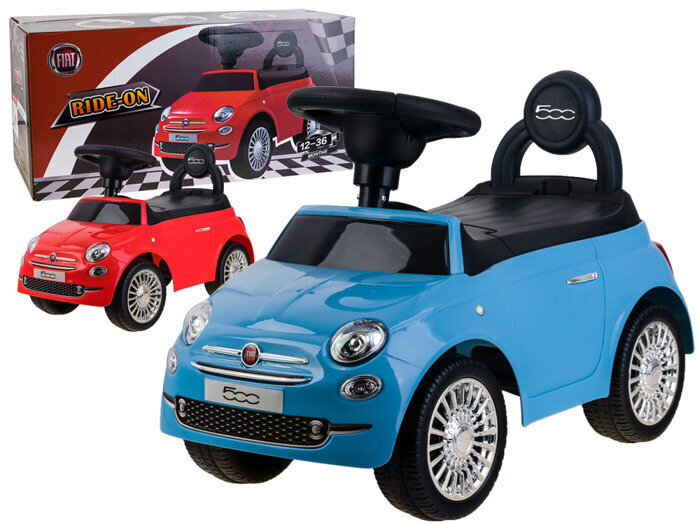 Paspiriamas automobilis Fiat 500, mėlynas kaina ir informacija | Žaislai kūdikiams | pigu.lt