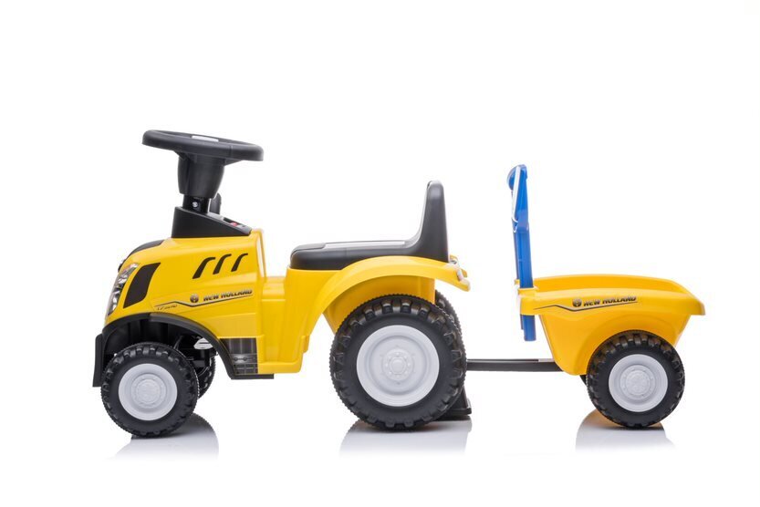 Vaikiškas paspiriamas traktorius su priekaba New Holland, geltonas kaina ir informacija | Žaislai kūdikiams | pigu.lt