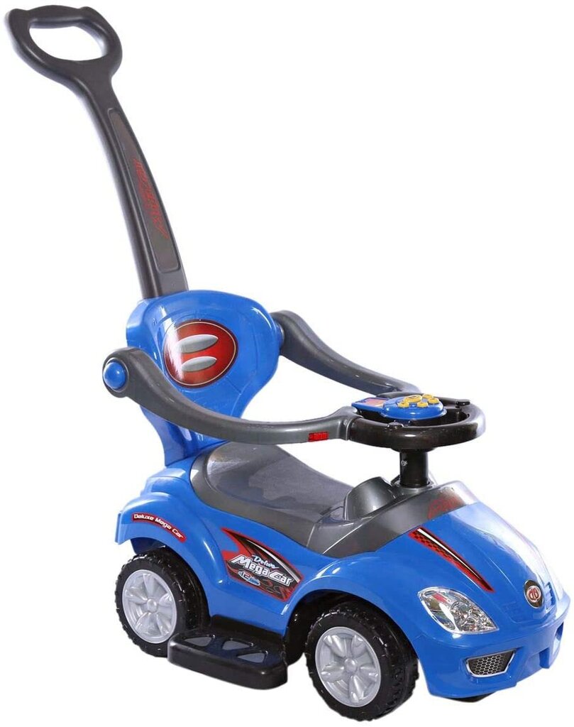 Paspiriama mašinėlė Mega Car Delux 381 3 in 1, mėlyna kaina ir informacija | Žaislai kūdikiams | pigu.lt