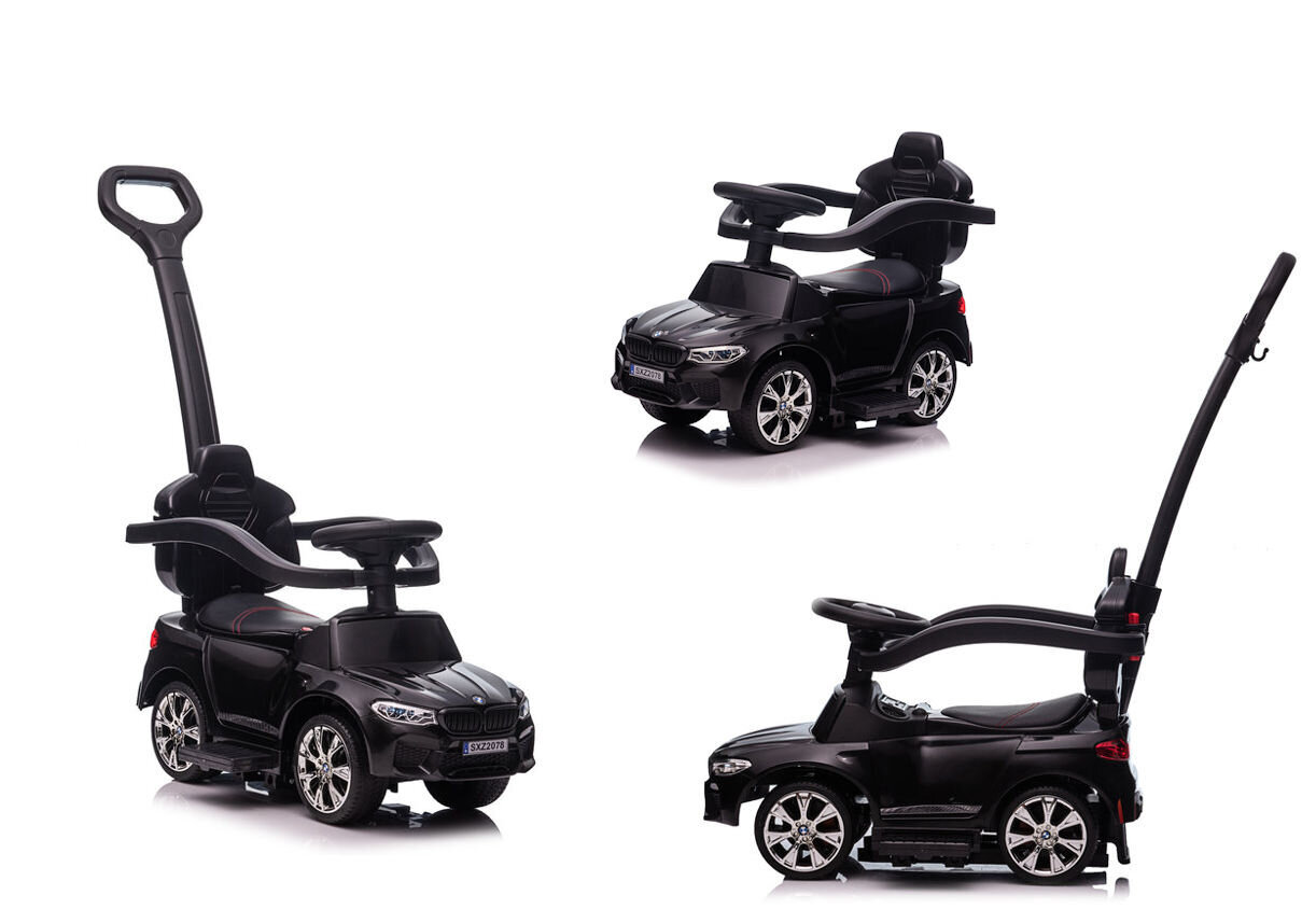 Paspiriama mašinėlė BMW M5, juoda kaina ir informacija | Žaislai kūdikiams | pigu.lt
