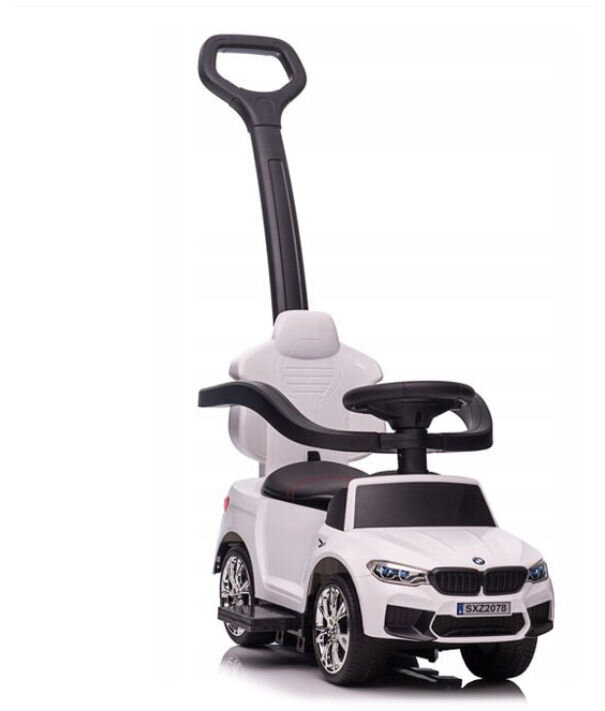 Paspiriama mašinėlė BMW M5, balta kaina ir informacija | Žaislai kūdikiams | pigu.lt