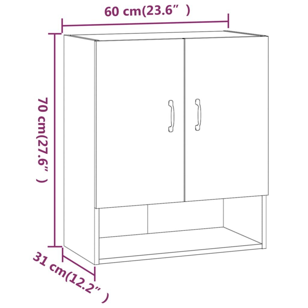 Sieninė spintelė vidaXL, Apdirbta mediena, 60x31x70cm, balta kaina ir informacija | Svetainės spintelės | pigu.lt