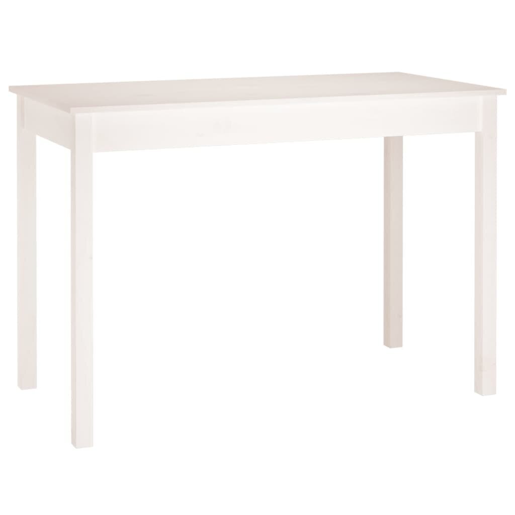 Valgomojo stalas, Pušies medienos masyvas, 110x55x75cm, balta kaina ir informacija | Virtuvės ir valgomojo stalai, staliukai | pigu.lt