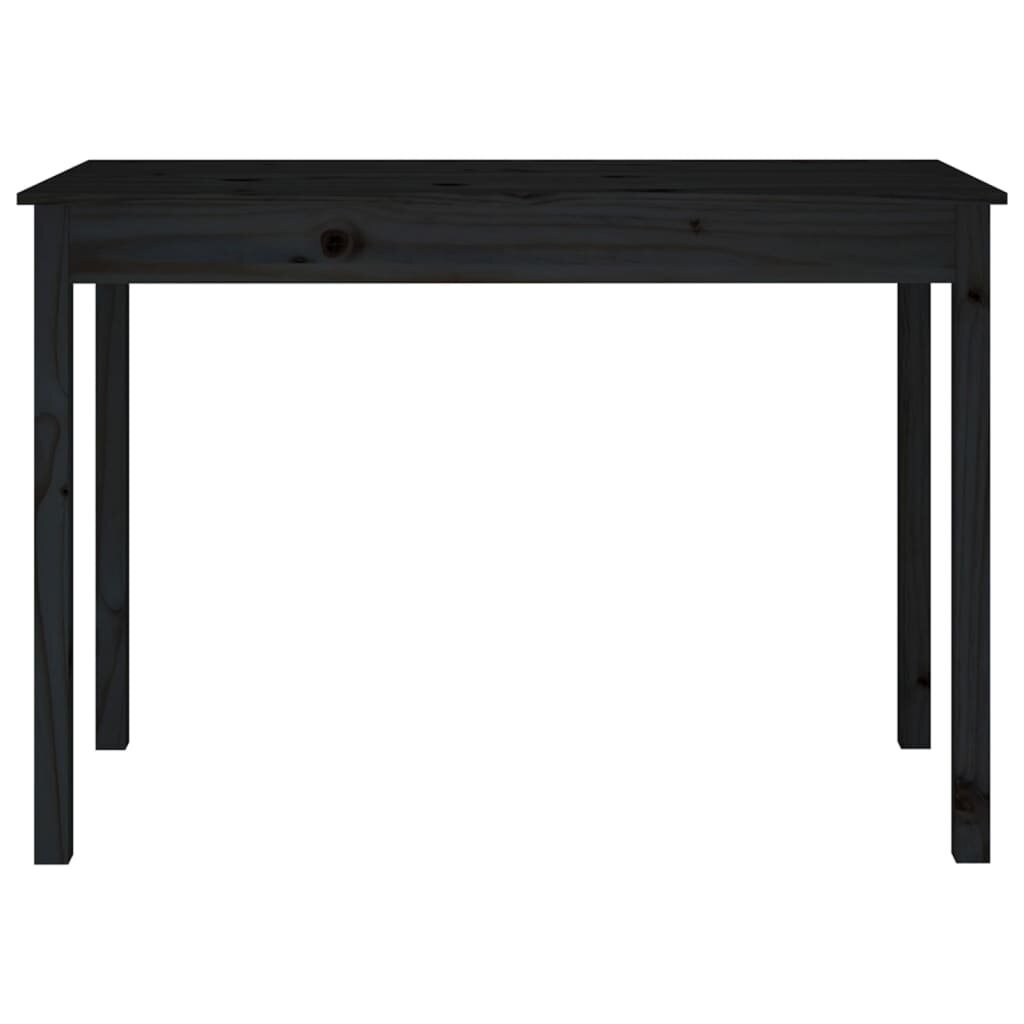 Valgomojo stalas, Pušies medienos masyvas, 110x55x75cm, juoda kaina ir informacija | Virtuvės ir valgomojo stalai, staliukai | pigu.lt