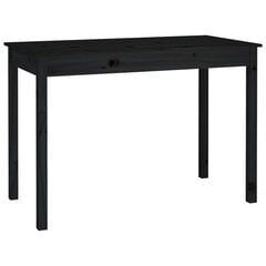 Valgomojo stalas, Pušies medienos masyvas, 110x55x75cm, juoda цена и информация | Кухонные и обеденные столы | pigu.lt