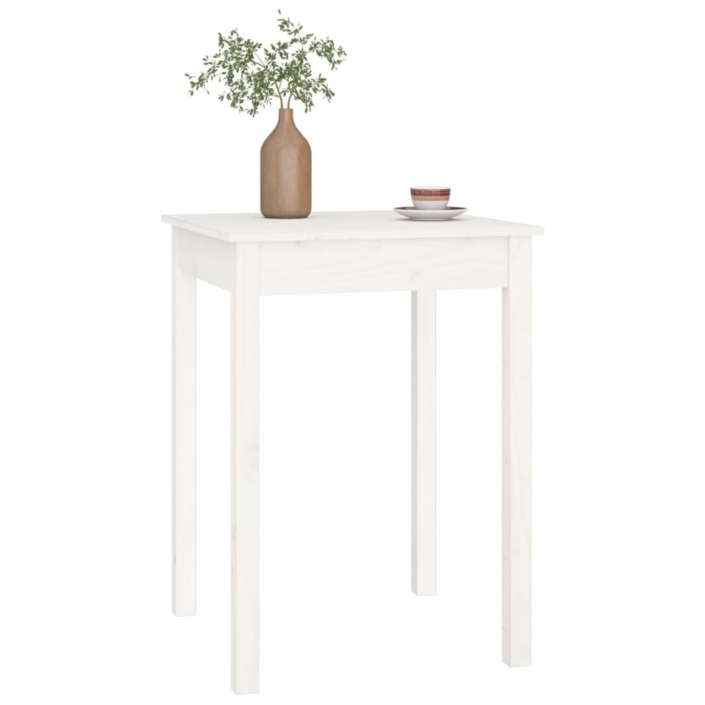 Valgomojo stalas, Pušies medienos masyvas, 55x55x75cm, balta kaina ir informacija | Virtuvės ir valgomojo stalai, staliukai | pigu.lt