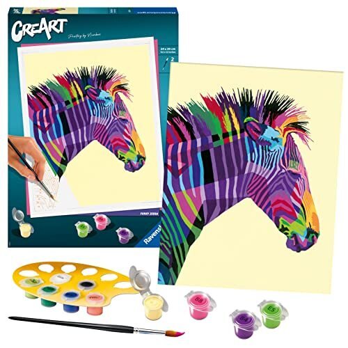 Tapyba pagal skaičius Ravensburger Creart Funky Zebra kaina ir informacija | Tapyba pagal skaičius | pigu.lt