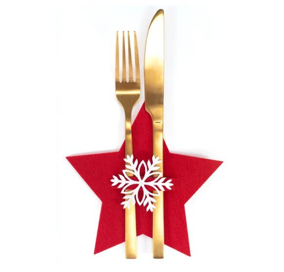 Stalo įrankių dėklas Kalėdos 6 vnt Star Red kaina ir informacija | Kalėdinės dekoracijos | pigu.lt