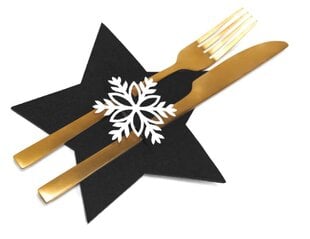 Stalo įrankių dėklas Kalėdos 4 vnt Star Black kaina ir informacija | Kalėdinės dekoracijos | pigu.lt