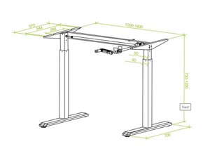 Mechaniškai reguliuojamo aukščio stalo kojos цена и информация | Компьютерные, письменные столы | pigu.lt