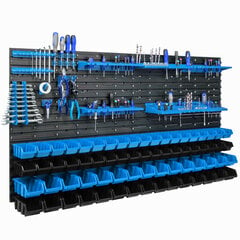 68 sukraunamos dėžės su sienine lentyna 154 x 78 cm Įrankių laikiklis kaina ir informacija | Įrankių dėžės, laikikliai | pigu.lt