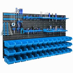 39 sukraunamos dėžės su sienine lentyna 154 x 78 cm Įrankių laikiklis kaina ir informacija | Įrankių dėžės, laikikliai | pigu.lt