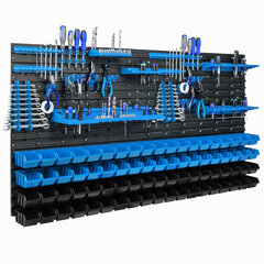 76 штабелируемых коробок с настенной полкой / держатель инструментов, 154 x 78 см цена и информация | Ящики для инструментов, держатели | pigu.lt