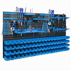 76 штабелируемых коробок с настенной полкой / держатель инструментов, 154 x 78 см цена и информация | Ящики для инструментов, держатели | pigu.lt