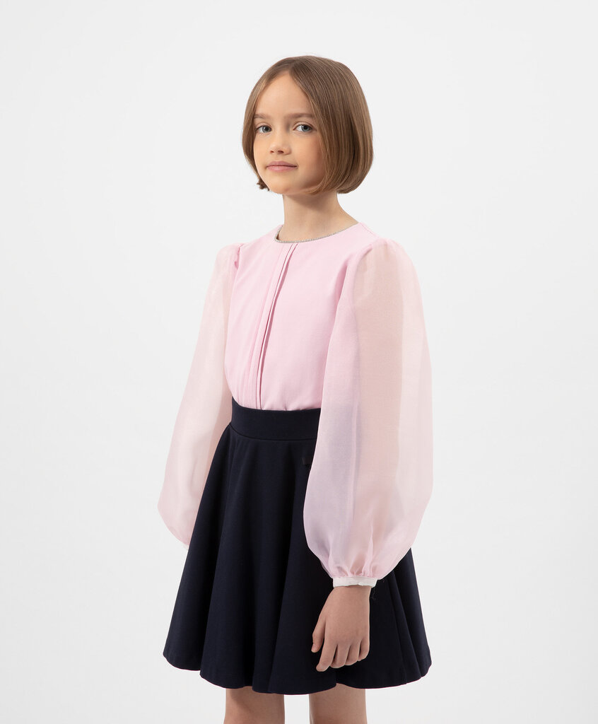 Kombinuota palaidinė plačiomis rankovėmis mergaitėms Gulliver, rožinė kaina ir informacija | Marškinėliai mergaitėms | pigu.lt