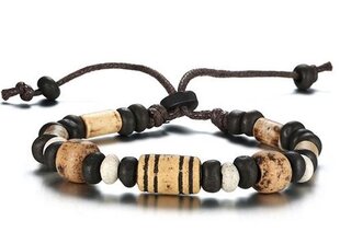 Шнуровой браслет с деревянными деталями, коричневый цена и информация | Женские браслеты | pigu.lt